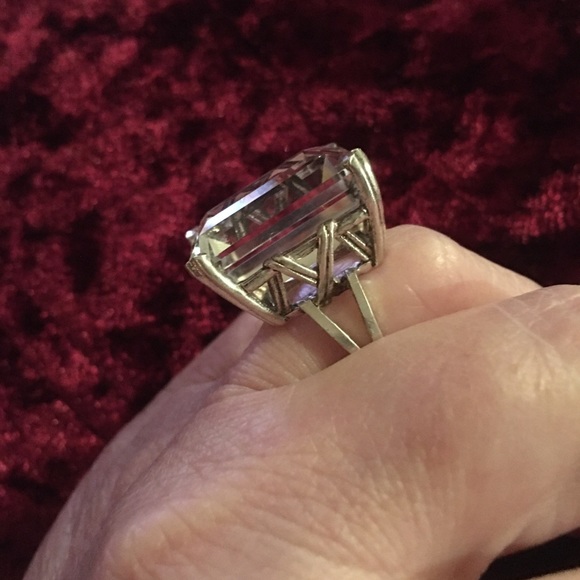 Huge Vintage SS Rock Crystal Quartz Ring 8 - Picture 4 of 10